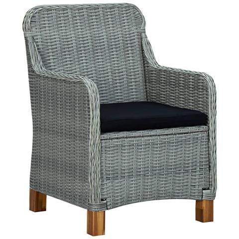 Set Pranzo Da Giardino 7pz Con Cuscini Polyrattan Grigio Chiaro - Foto 2