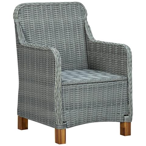Set Pranzo Da Giardino 7pz Con Cuscini Polyrattan Grigio Chiaro - Foto 10