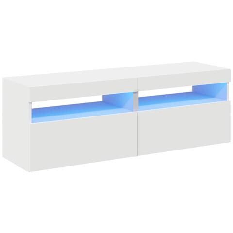 Mobili Porta TV con Luci LED 2 pz Bianchi 60x35x40 cm - Foto 2