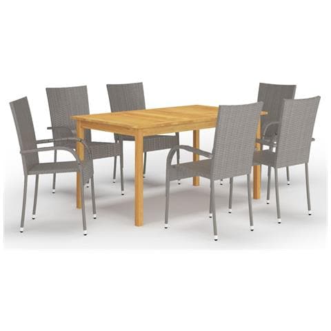 Set Mobili da Pranzo per Giardino 7 pz Grigio - Foto 1