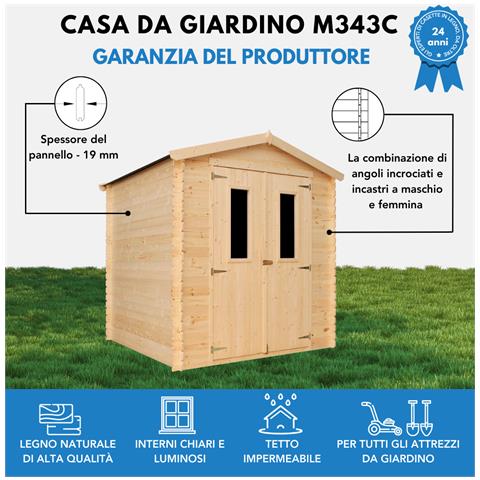 M343c Casetta Da Giardino In Legno Per Esterni - L216xl206xa218 Cm / 3.53 M2 - Piccola Casetta In Legno, Rimessa Attrezzi - Foto 7
