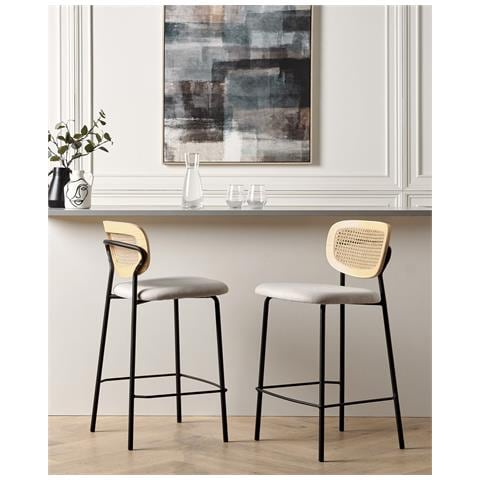 Set Di 2 Sedie Alte Mayetta Rattan Beige Chiaro - Foto 1