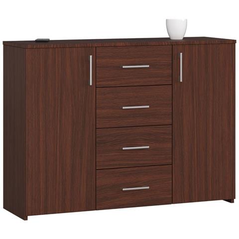 Cassettiera K45, 4 cassetti e 2 ante, 110x35x80 cm, Colore Weng? - Foto 1