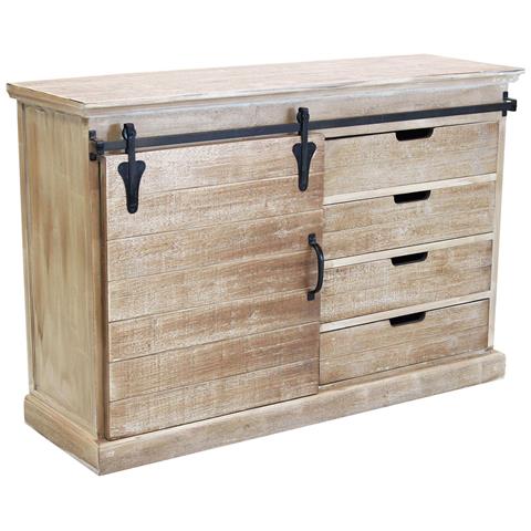 Mobile Credenza Madia Da Interno Con 4 Cassetti E 1 Anta Scorrevole Struttura In Legno E Metallo Linea Industrial - Foto 1