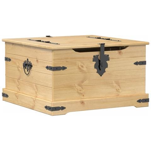 Scatola Portaoggetti Corona 78x78x45 Cm Legno Massello Di Pino - Foto 2