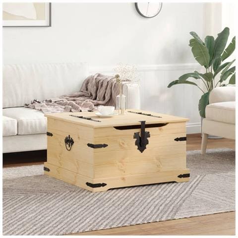 Scatola Portaoggetti Corona 78x78x45 Cm Legno Massello Di Pino - Foto 3