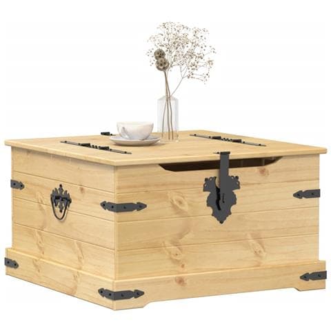 Scatola Portaoggetti Corona 78x78x45 Cm Legno Massello Di Pino - Foto 1