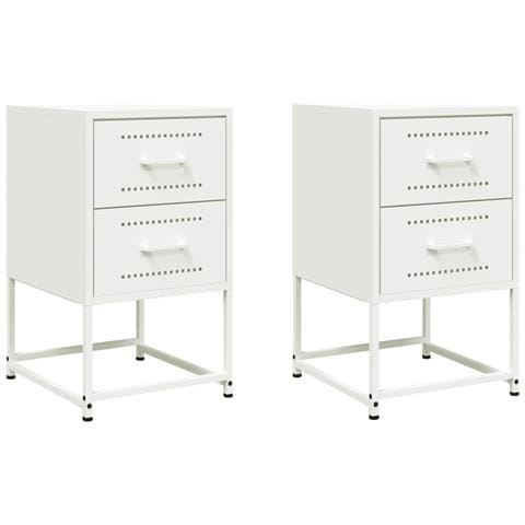 Comodini 2 Pz Bianchi 36x39x60,5 Cm In Acciaio - Foto 1