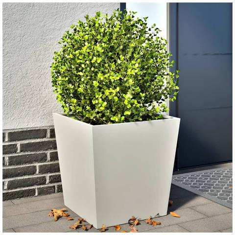 Fioriere da Giardino 2 pz Bianche 50x50x50 cm in Acciaio - Foto 2