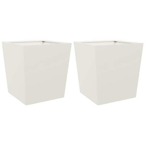 Fioriere da Giardino 2 pz Bianche 50x50x50 cm in Acciaio - Foto 1