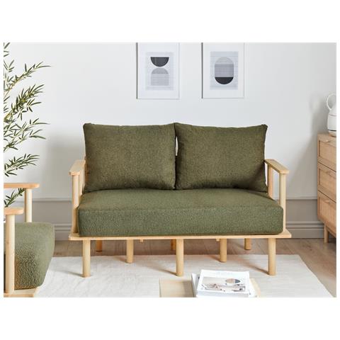 Divano 2 Posti Asker Bouclé Verde Scuro - Foto 1