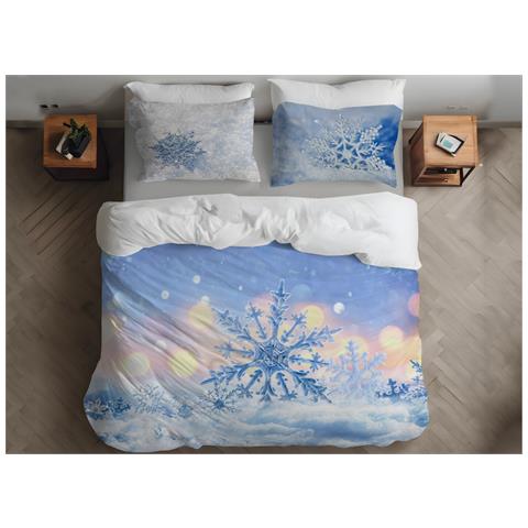 Copripiumino Matrimoniale Stampa Digitale Made Italy 100% Cotone Fiocco Neve - Foto 1