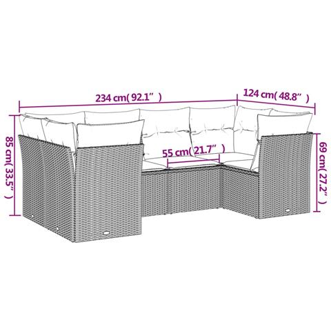 Set Divano da Giardino 6 pz con Cuscini Nero in Polyrattan - Foto 3