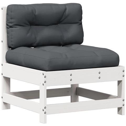 Set Salotto Giardino 7pz con Cuscini Bianco Legno Massello Pino - Foto 10