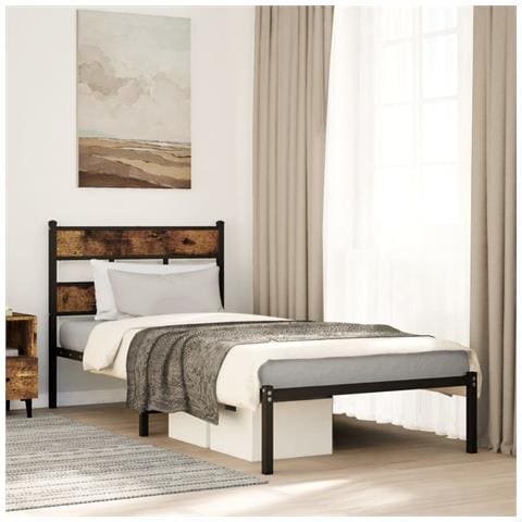 Giroletto Senza Materaso In Metallo Rovere Fumo 107x203 Cm - Foto 1