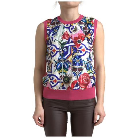 Canotta Girocollo Floreale Maiolica Multicolor - It40-s - Foto 1
