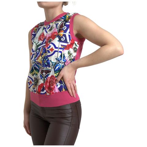 Canotta Girocollo Floreale Maiolica Multicolor - It40-s - Foto 2