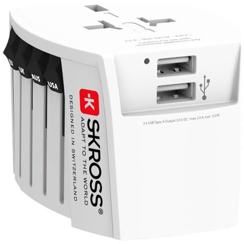 Adattatore Universale Da Viaggio 2.5a Con 2 Porte Usb, Bianco - Foto 1