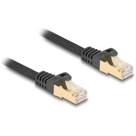 Cavo di rete RJ45 con rivestimento intrecciato Cat. 6A S /FTP maschio-maschio 0,25 m nero - Foto 1