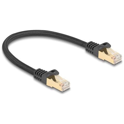 Cavo di rete RJ45 con rivestimento intrecciato Cat. 6A S /FTP maschio-maschio 0,25 m nero - Foto 2