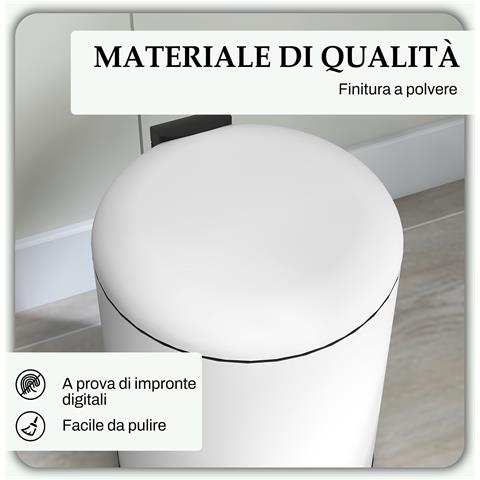 Bidone Immondizia a Pedale da 20L con Coperchio a Chiusura Morbida, in Metallo e PP, 36x30x44.5 cm, Crema - Foto 2