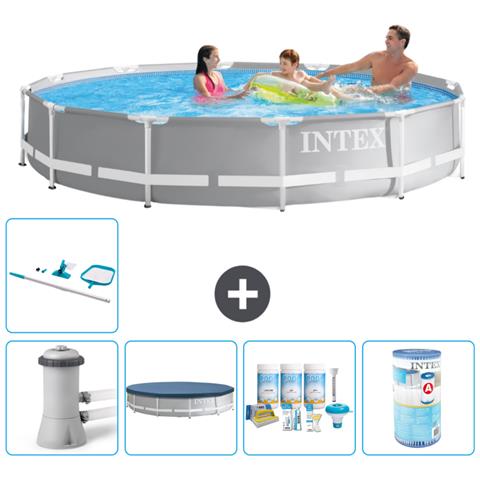 Piscina Fuori Terra - In Giro - 366x76 Cm - Grigio - Include Accessori Coordinati A2072 - Foto 1