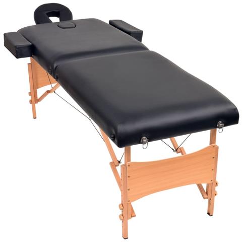 Lusso Casadino -  Set Lettino Massaggio Pieghevole 2 Zone 10 Cm E Sgabello Nero - Foto 1