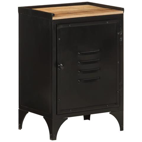 Mobile Da Bagno 40x30x60 Cm In Ferro E Legno Massello Di Mango - Foto 2