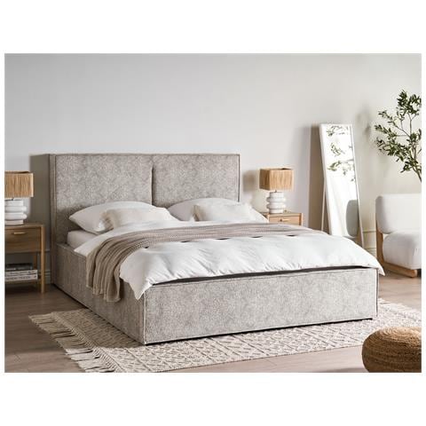 Letto Contenitore Velluto Elasticizzato Moissac 160 X 200 Cm Nero /bianco - Foto 1