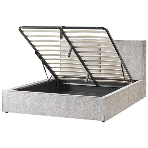 Letto Contenitore Velluto Elasticizzato Moissac 160 X 200 Cm Nero /bianco - Foto 2