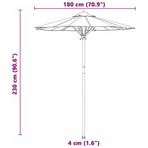 Ombrellone da Giardino Crema Bianco 180x230 cm in Bamboo - - Foto 7