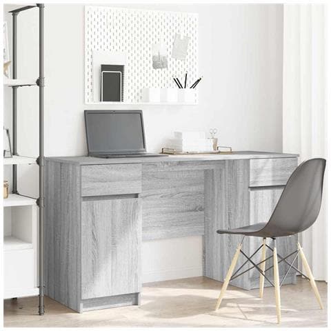 Scrivania Grigio Sonoma 140x49x76 cm Legno ingegnerizzato - Foto 2