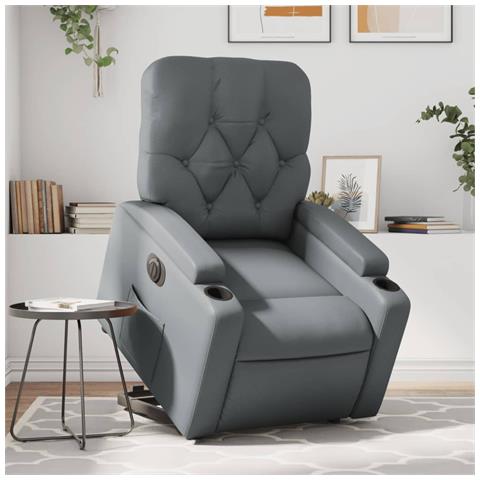 Poltrona Alzapersona Reclinabile Grigio in Similpelle - Foto 2