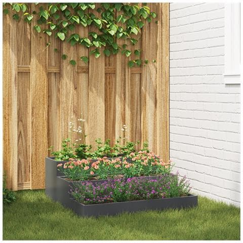 Fioriera da Giardino 3 Livelli 90x90x35 cm Antracite Acciaio - Foto 2