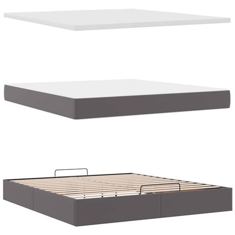 Pouf Letto con Materassi e LED Grigio 180x200cm Similpelle - Foto 9