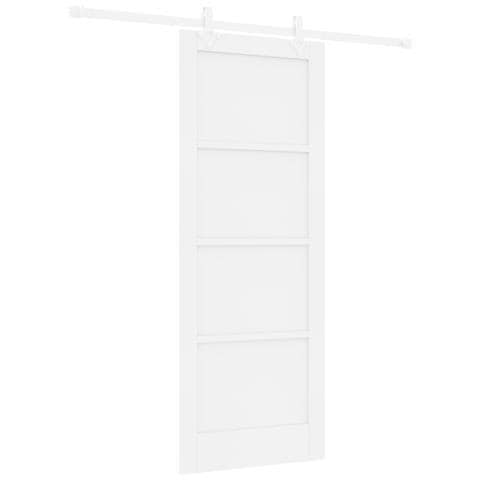 Porta scorrevole  con set di accessori bianco 78x202 cm in legno massiccio di pino, Porta interna  ‘ORKDAL’ bianca 78x202x4 cm in legno massiccio di pino - Foto 1