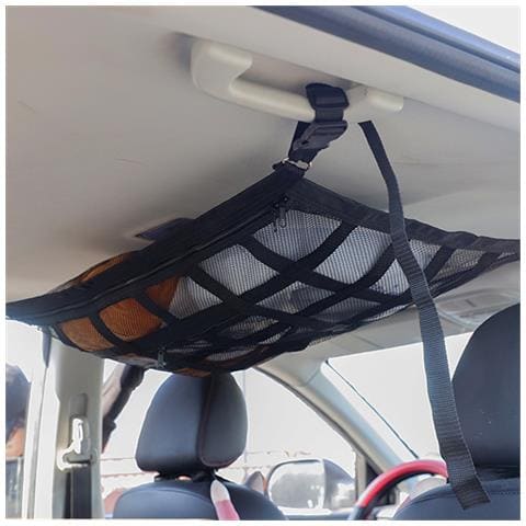 Rete Portaoggetti Per Tetto Auto Quarta Generazione 90x65 Cm, Compatibile Con Accessori Auto, Rete Di Stoccaggio Sospesa Nera In Poliestere E Rete - Foto 2