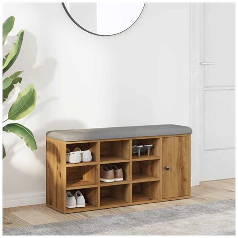 Panca Porta Scarpe Rovere Artigianale 102x32x50 cm Truciolato - Foto 2