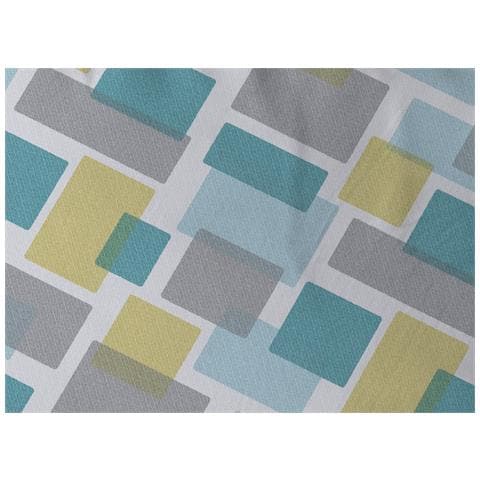 Sacco Copripiumino In Morbida Flanella 100% Cotone Dis. Square Piazza E Mezza Azzurro - Foto 2