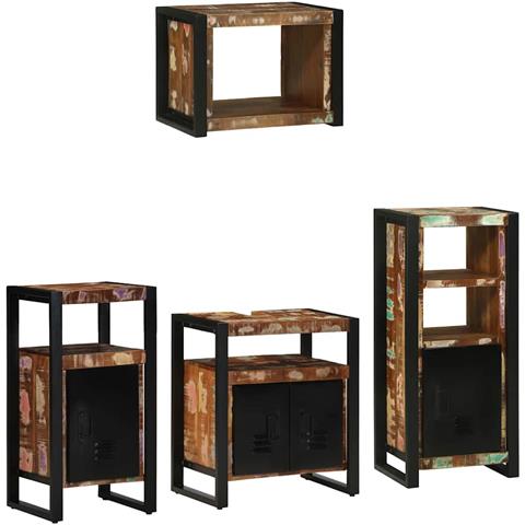Set di mobili per il bagno 4 pcs Legno massello riciclato - Foto 1