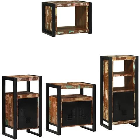 Set di mobili per il bagno 4 pcs Legno massello riciclato - Foto 2