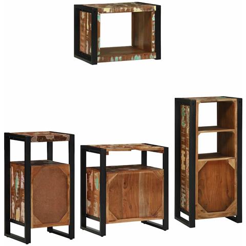 Set di mobili per il bagno 4 pcs Legno massello riciclato - Foto 9