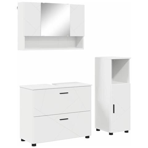 Set di mobili per il bagno 3 pcs Bianco 76.5 x 35 x 64 cm - Foto 1