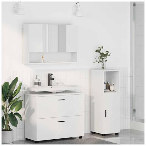 Set di mobili per il bagno 3 pcs Bianco 76.5 x 35 x 64 cm - Foto 2