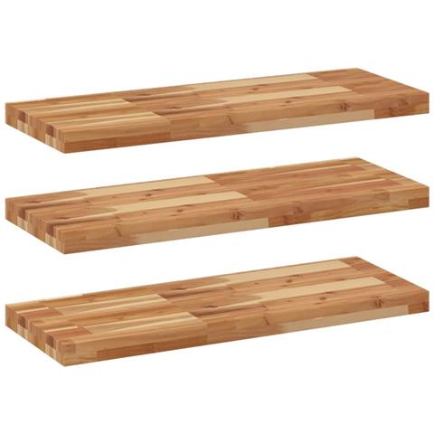 Mensole da Parete 3 pz 100x30x4 cm Legno Acacia Rifinito a Olio - Foto 1