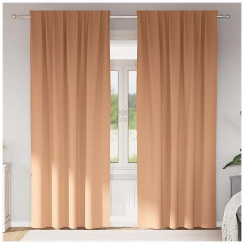 Tende con tende 2 pcs Marrone chiaro Poliestere - Foto 2