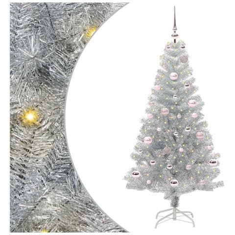 Albero di Natale con 150 LED con supporto Argento 150 cm PET - Foto 1