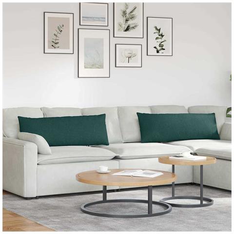 Cuscini da Divano 2 pcs Verde Scuro 120 x 40 cm Tessuto - Foto 2