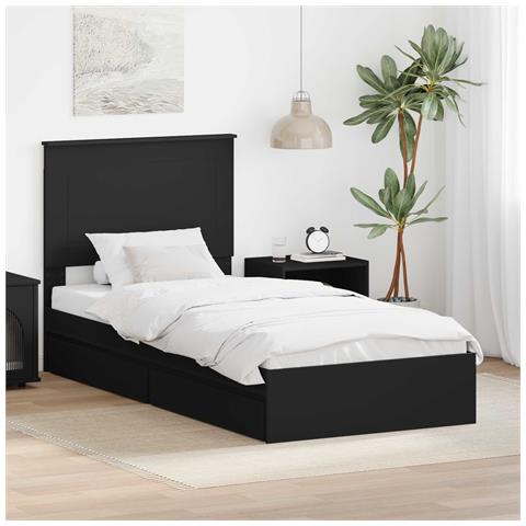 Letto con Contenitore Nero 75 x 190 cm Legno multistrato - Foto 2