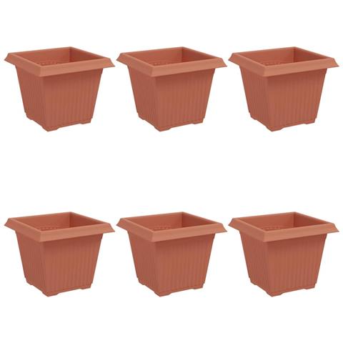 Vaso quadrato per fiori 6 pcs Rosso Mattone 20 x 20 x 16 cm - Foto 1